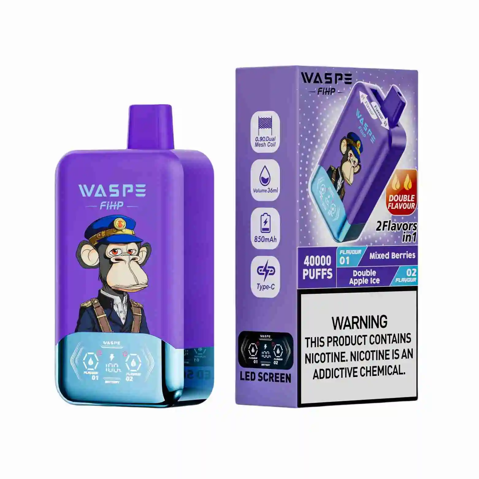 Wholesale Waspe Fihp 40K Puffs Double Flavor Disposable Vape